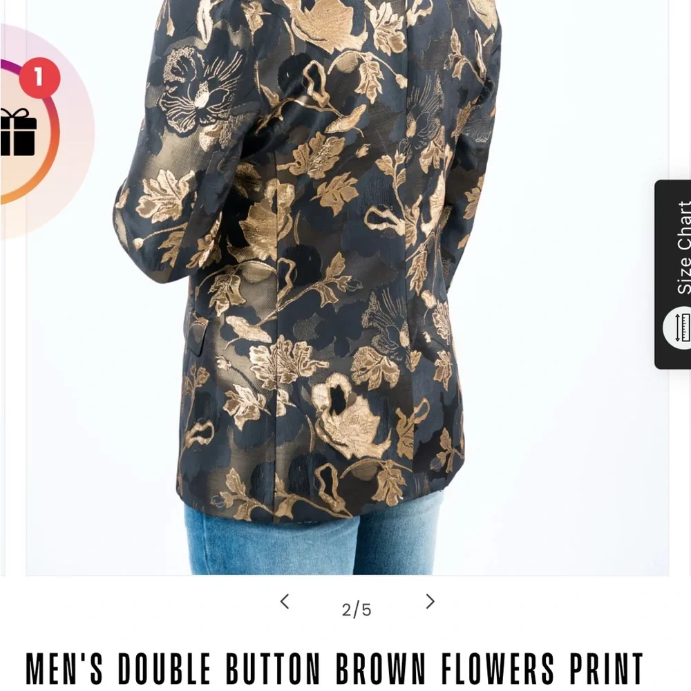 Men's Double Button Floral Blazer